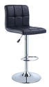 Adjustable Height Bar Stool (Black Quilted Faux Leather & Chrome)