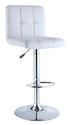 Adjustable Height Bar Stool (White Quilted Faux Leather & Chrome)