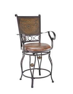 Big & Tall Counter Stool with Arms (Copper Stamped Back) - [222-430]