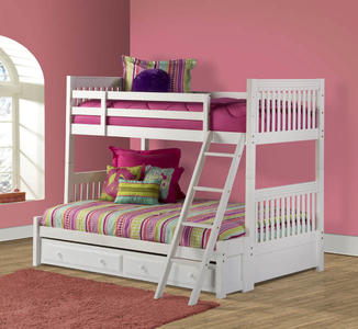 Lauren Twin Over Full Bunk Bed (White Finish) - [1528BBF] : Decor South