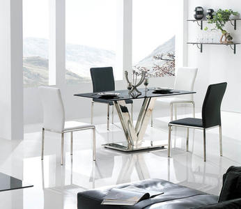 Vengo Dining Table (Black & Stainless) - [LCVEDISTGL]